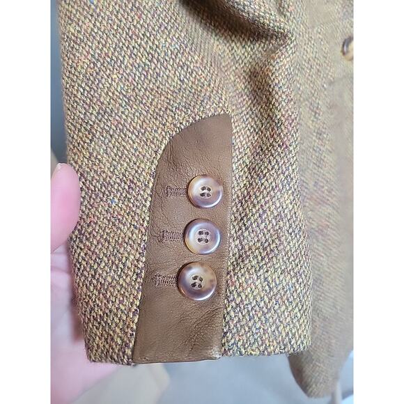 Bogner Blazer Womens Size 8 Brown Shoulder Pads Wool Blend Button Up Coat Jacket - Picture 8 of 13